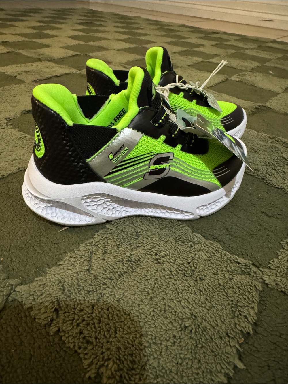 Skechers Kids' Neon Green and Black Sport Sneaker - Picture 4 of 7